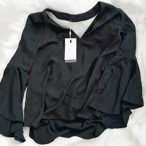 Endless Rose Black Bell Sleeve Low Back Top